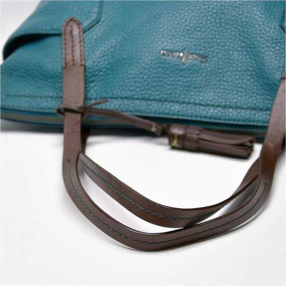 COLE HAAN Pebbled Leather Tote Bag with Tassel - Picture 12 of 15